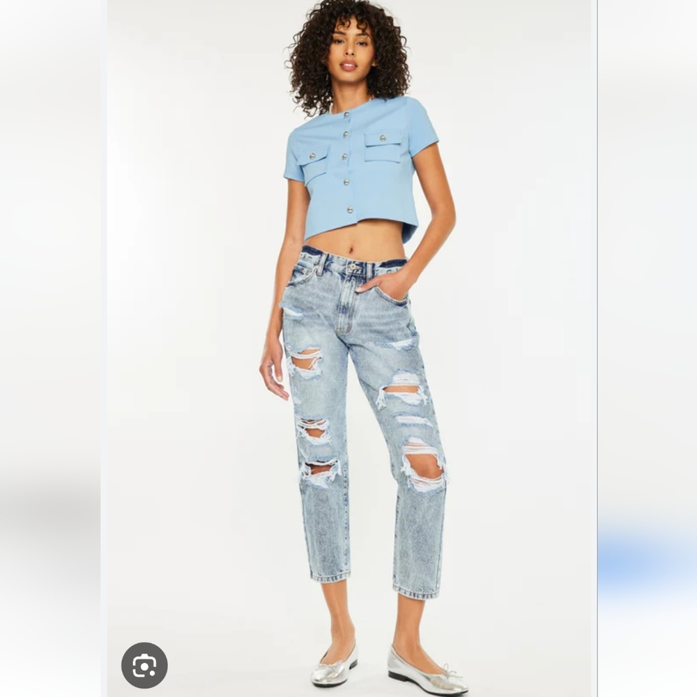KanCan NWT High Waist Mom Jeans Distressed 15/31
